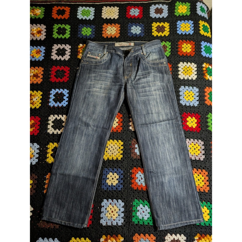 Diesel Quratt Jeans Men 34 Waist Blue Button Fly Missing Top Button Italy